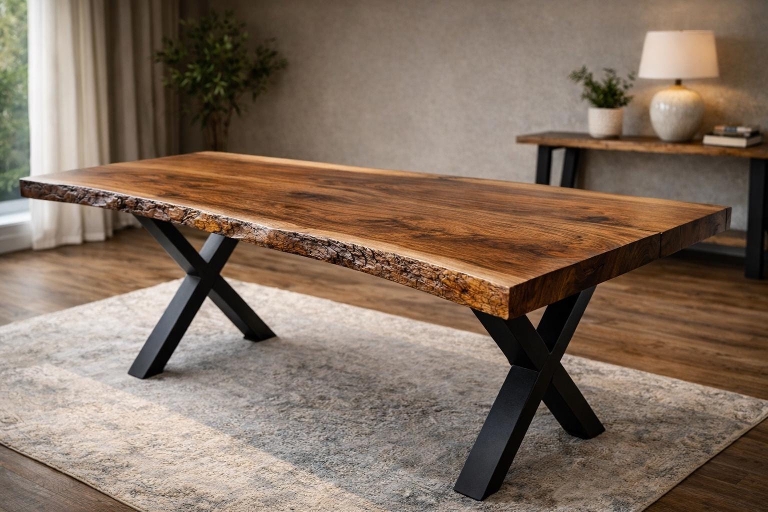 Solid Walnut Live Edge Dining Table, Handmade Wood, Custom Size Single ...