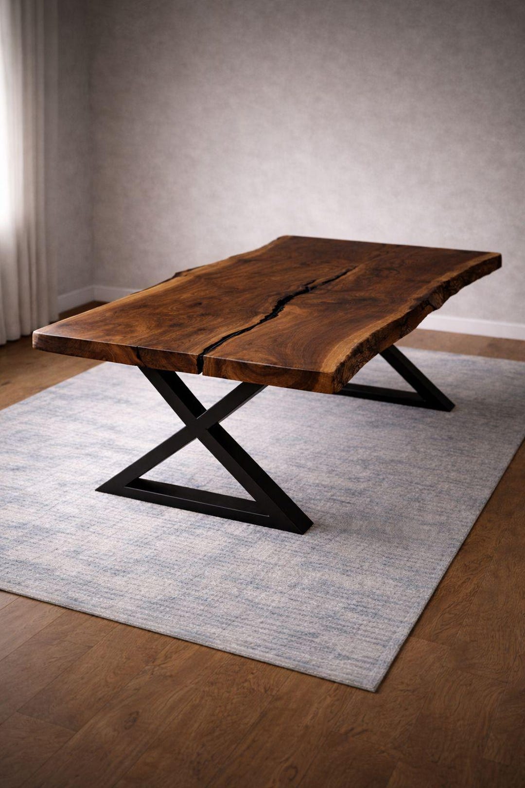Solid Walnut Live Edge Dining Table, Handmade Wood, Custom Size Natural ...