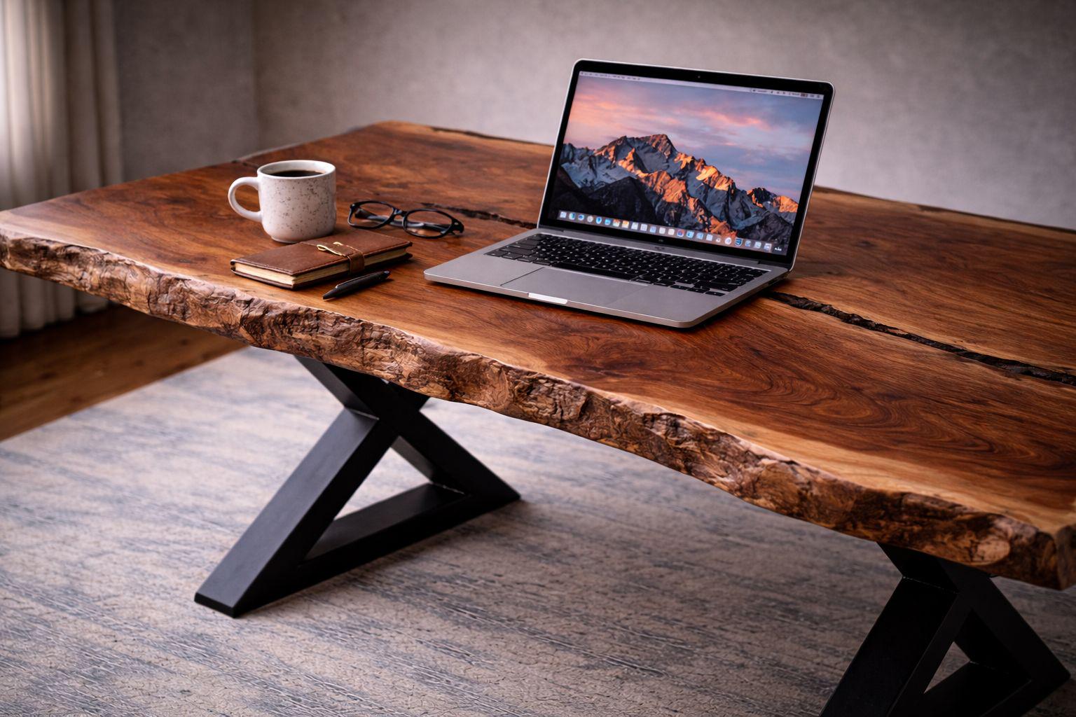 Solid Walnut Live Edge Dining Table, Handmade Wood, Custom Size Natural ...