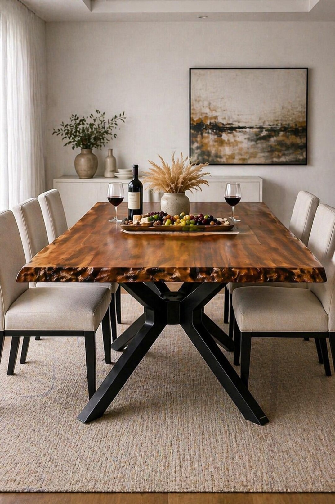 Solid Walnut Live Edge Dining Table, Handmade Wood, Custom Size Natural ...