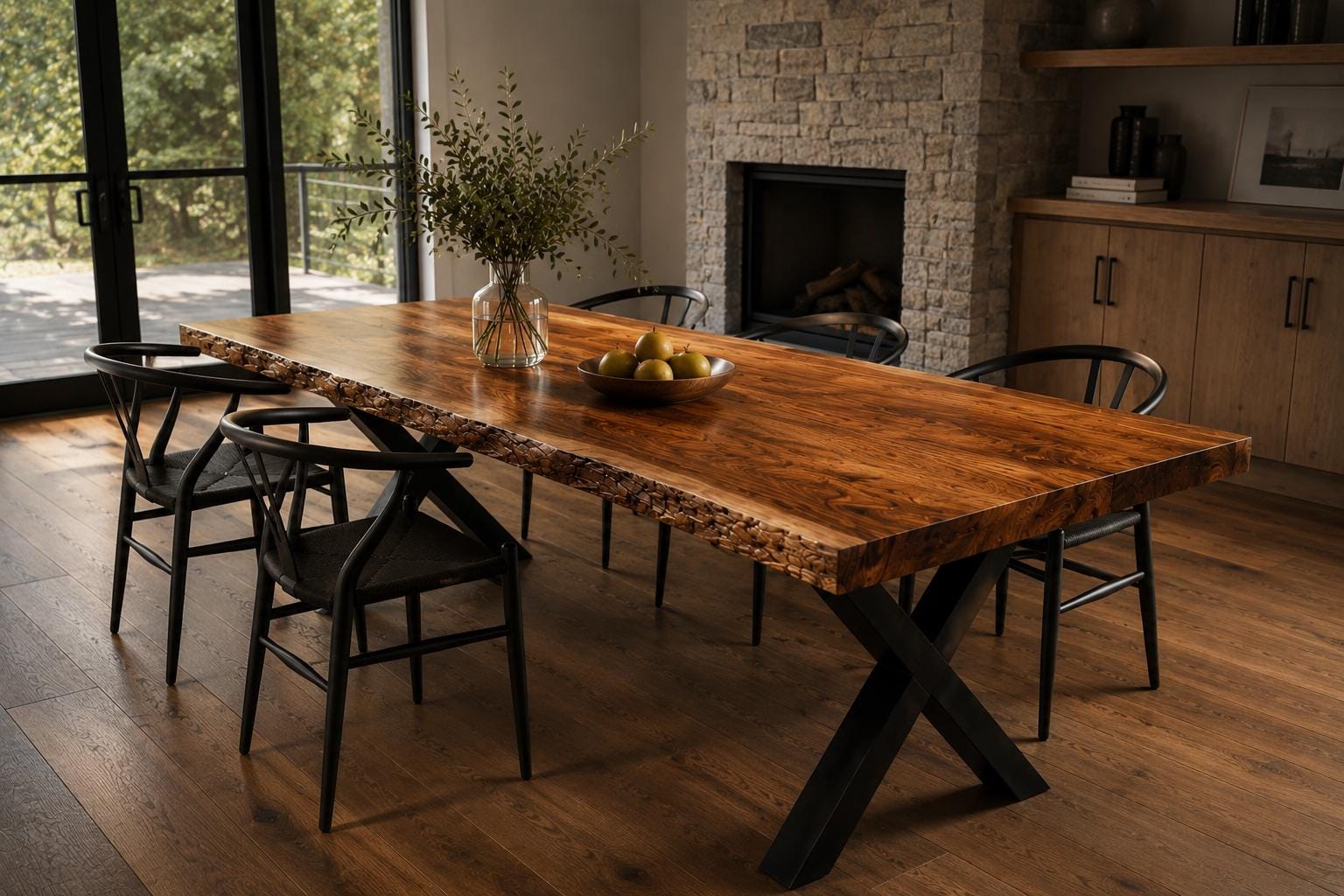 Solid Walnut Live Edge Dining Table, Handmade Wood, Custom Size Single ...