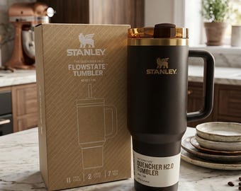 40oz Stanley Quencher H2.0 FlowState Tumbler Black | Insulated Travel Mug with Handle & Straw