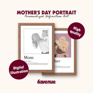 Custom Mom Definition Portrait | Personalized Mother's Day Illustration | Portrait definition mom | Dictionary Art | Instant Download