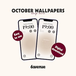 Oktoberkalender-telefonbakgrund | Beige Aura-tonad bakgrund | Ställ in oktober-bakgrund | Lås startskärmen i matchande färg | Direktnedladdning