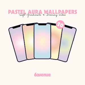Pastel Aura Wallpaper Set | Aesthetic Gradient Phone Background | 20 Designs | Set fond d'écran téléphone | Instant Download