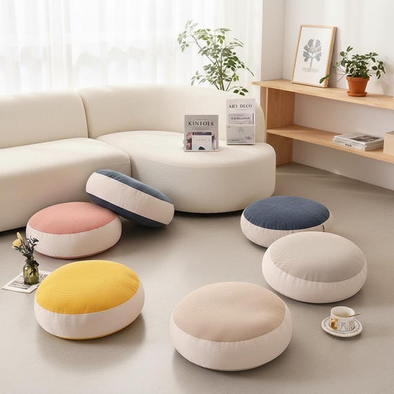 Thick Velvet Round Floor Cushion: Meditation Pouf for Cozy Reading Nook