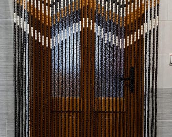 Handmade Wooden Beaded Curtain 200x100 cm – Door String Curtain – Boho Room Divider – Decorative Wooden Door Curtain for Home Decor