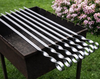 Grillspiesjes van roestvrij staal, 58 cm – set van 6 | 2 mm of 3 mm | BBQ-vleesspiesjes