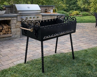 Geschmiedeter Mangal Grill aus Stahl – 3 mm  Holzkohlegrill