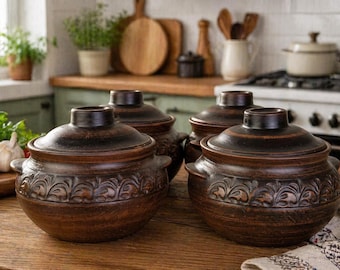 Handgemachtes  Keramik-Töpfe mit Deckel – ca. 600 ml