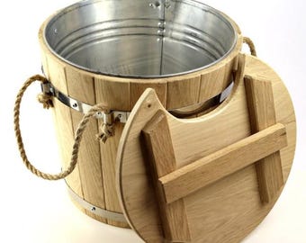 Zapareimer für Saunabesen 15L aus Esche mit Metalleinsatz & Deckel | Sauna Zubehör
