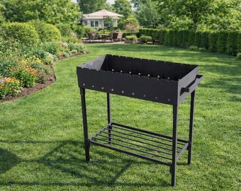 Mangal Grill aus Stahl – 3 mm, für 11 Spieße, Holzkohle