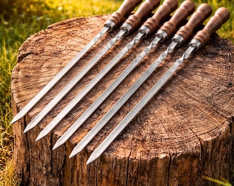 Edelstahl Grillspieße 62 cm mit Holzgriff (1Stk)