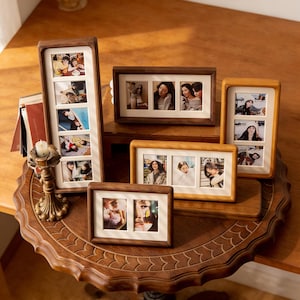 Personalized Solid Wood Picture Frame, Custom Rustic Walnut Photo Frame,Polaroid Frame Display,Multiple Sizes Available,Tabletop Wall Decor