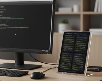 PowerShell SysAdmin Cheat Sheet - Windows Server Troubleshooting Map - IT Professional Developer Reference Poster - Digital Download PDF