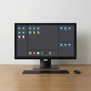 Desktop Wallpaper Organizer for Productivity, Tech Dark Mode Computer Background, PC & Mac Folder Organizer, 4K Digital Download, Minimalist