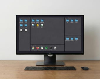 Organisateur de fonds d'écran pour bureau, productivité, mode sombre, compatible PC et Mac, téléchargement numérique 4K, minimaliste