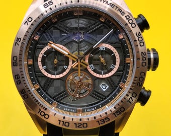 Vintage Tag Heuer Carrera Chronograph Date Indicator Black Dial Quartz Men's Wrist Watch