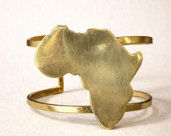 Africa Map Brass Cuff Bracelet Handcrafted