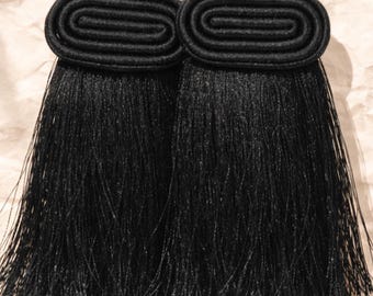 Black Fringe Statement Earrings Rwanda Handcrafted