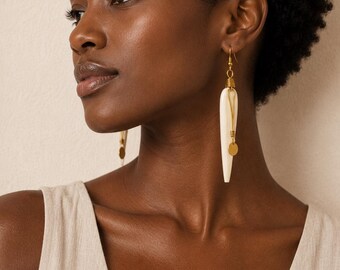 Bone Disc Drop Earrings Nairobi Inspired Handcrafted