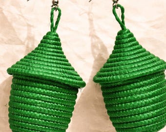 Statement Woven Earrings — Rwanda Handcrafted — Agaseke Basket — African Heritage Jewelry — Black Owned — Diaspora Gift