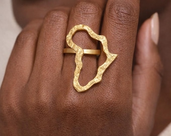 Brass Map of Africa Ring