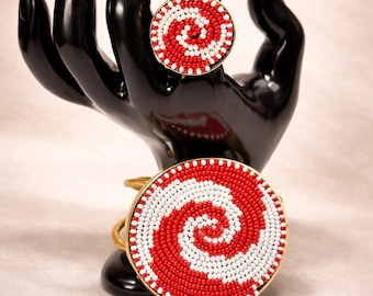 Beaded Bracelet Ring Set Handcrafted Royal Tribe