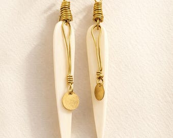 Bone Disc Drop Earrings Nairobi Inspired Handcrafted