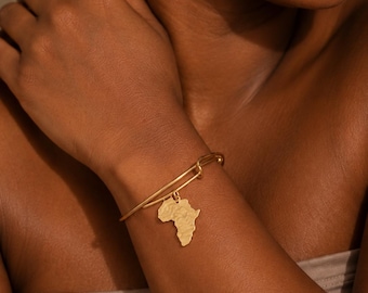 Adjustable Brass Charm Bangle Africa Cowrie Ghana Handcrafted