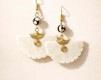 Geometric Bone Brass Earrings Tanzania Handcrafted