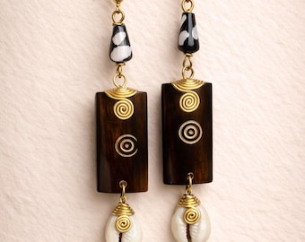 Mary's Mahogany Stone Statement Earrings Africa Handcrafted