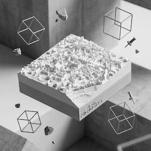 Modello di città 3D personalizzato | Edifici realistici | La tua città su una base di cemento | Regalo di inaugurazione della casa | Regalo per trasloco