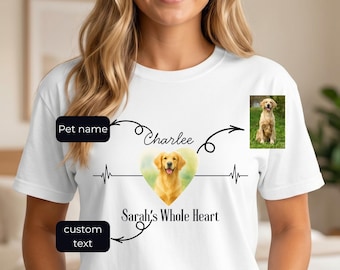 My Dog In My Heart Custom Photo Shirt, Personalized Dog Memorial Tee, Custom Pet Lover Gift.