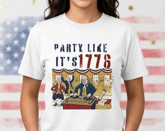Party Like 1776 Retro USA Freedom T-Shirt, America 250 Patriotic Tee