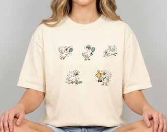 Funny Goose Pickleball Shirt, Retro Duck Animal Tee, Comfort Colors Tshirt