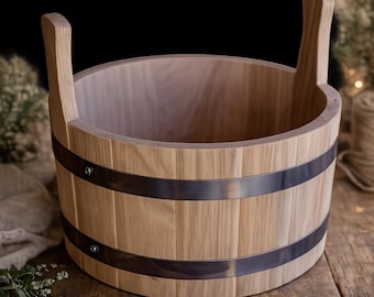 Eichenholz Saunaeimer 5L - Handgefertigtes Banya Water Spa Accessoire