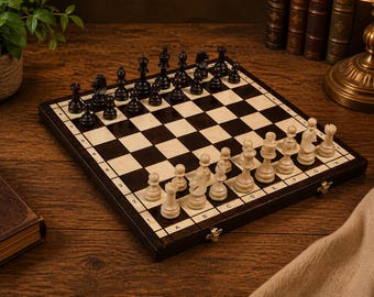 Wooden Chess Set 42cm – Classic Tournament Board with Pieces, Handmade Game Gift