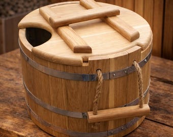 Wooden Sauna Bucket with Lid