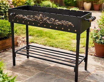 3mm Steel Mangal Grill with Stand – Outdoor BBQ, Garden, Camping Shashlik Fire Pit