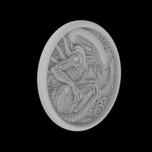 Alien CNC-reliëf STL voor houtsnijwerk - Sci-Fi 3D-model wanddecoratie - HR Giger Xenomorph Artcam Vectric Aspire - biomechanisch routerbestand