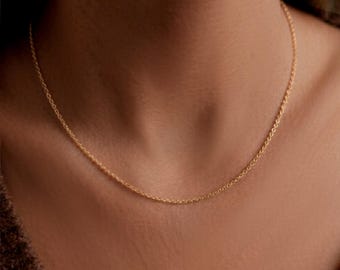 Zierliche Gold Feine Ketten Halskette, Minimalistische Edelstahl Kette, einstellbar Schmuck Geschenk für Frauen