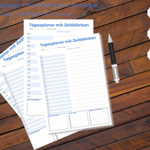 Tagesplaner mit Zeitblöcken | Undatiert | A4 & US Letter PDF | 30/60 Minuten | Produktiver Tagesablauf