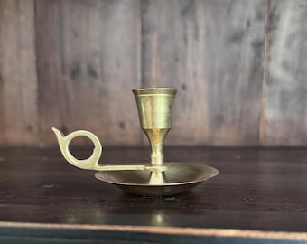 Vintage Brass Chamberstick Candle Holder