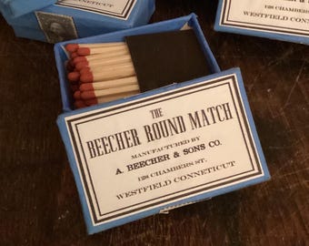 Beecher Round Match, Vintage A. Beecher & Sons Co. Matches