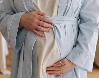 Bata de maternidad y camisón de algodón, bata de hospital para el parto, ropa de embarazo, regalo para futura mamá