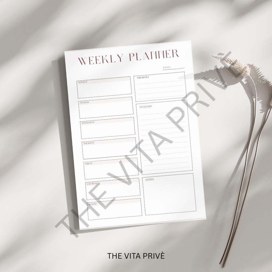 Weekly Planner Printable | Minimalist Weekly Schedule PDF | A4 ...