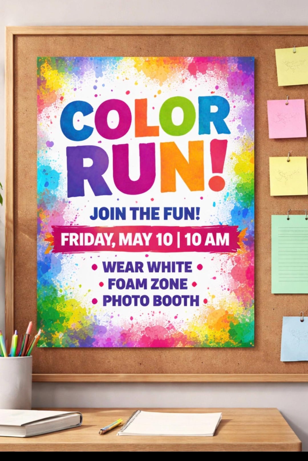 Custom Color Run Poster, School Event Flyer (digital Download, 8.5x11 ...