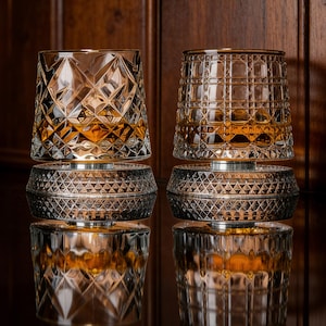 Wirująca szklanka do whisky, ręcznie malowany kubek Fidget Tumbler, retro obrotowy kubek na alkohol