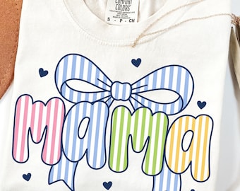 Mama Seersucker Stripes Colorful Png, Trendy Mothers Day Shirt Design, Colorful Mom Digital Download, Inspirational Sublimation